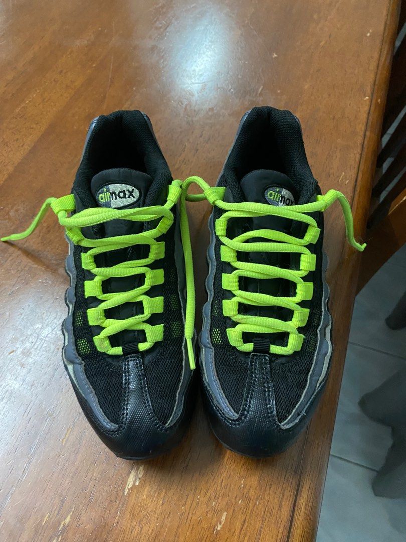 Nike Air Max 95 GS Black Volt 905348 022 Black Dark Grey Light Bone Volt
