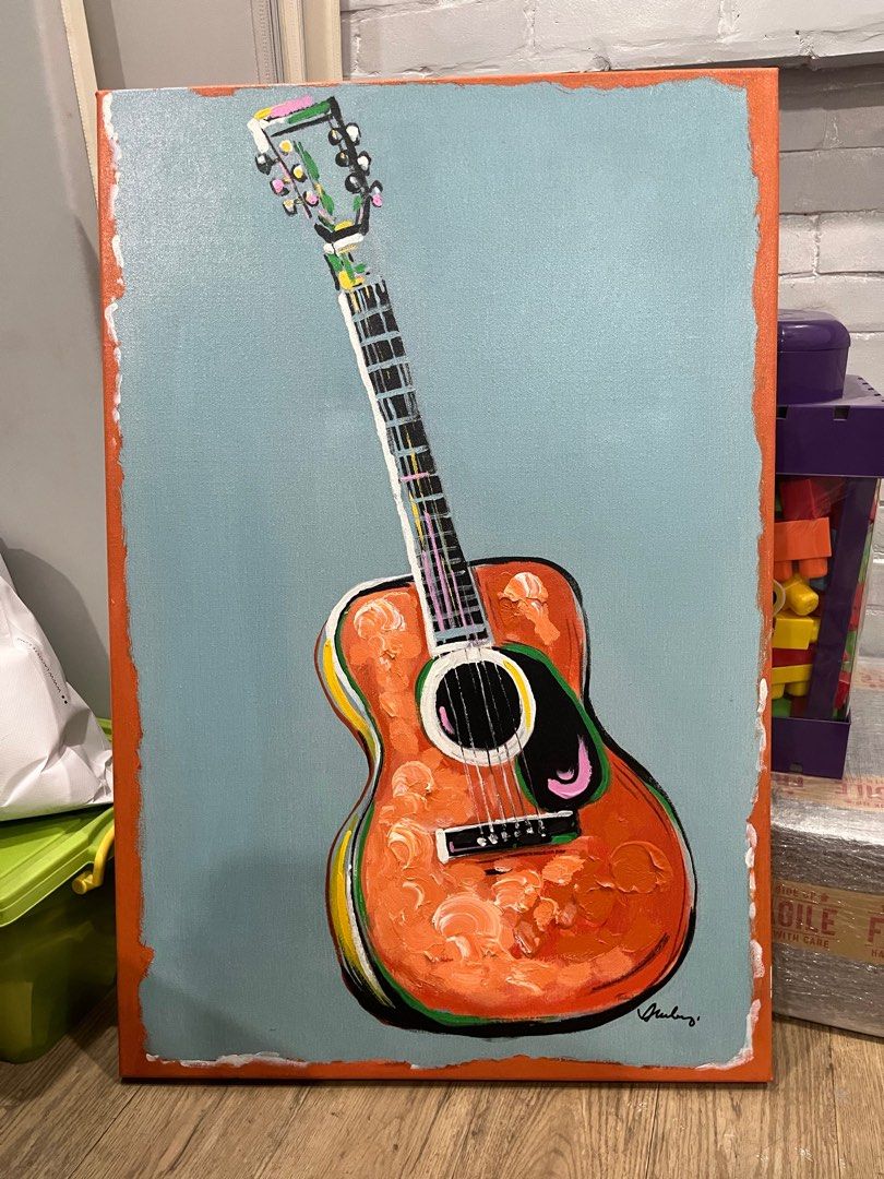 Oil painting guitar (Category: Frames & Pictures) located in Cavite. Submitted by tiny_abee (Listing ID 1299021422, Image 1). Description: Orig price: 2495 RFS: don’t need it anymore Size: 35.5 x 23.5 inches Location: holy spirit, QC.