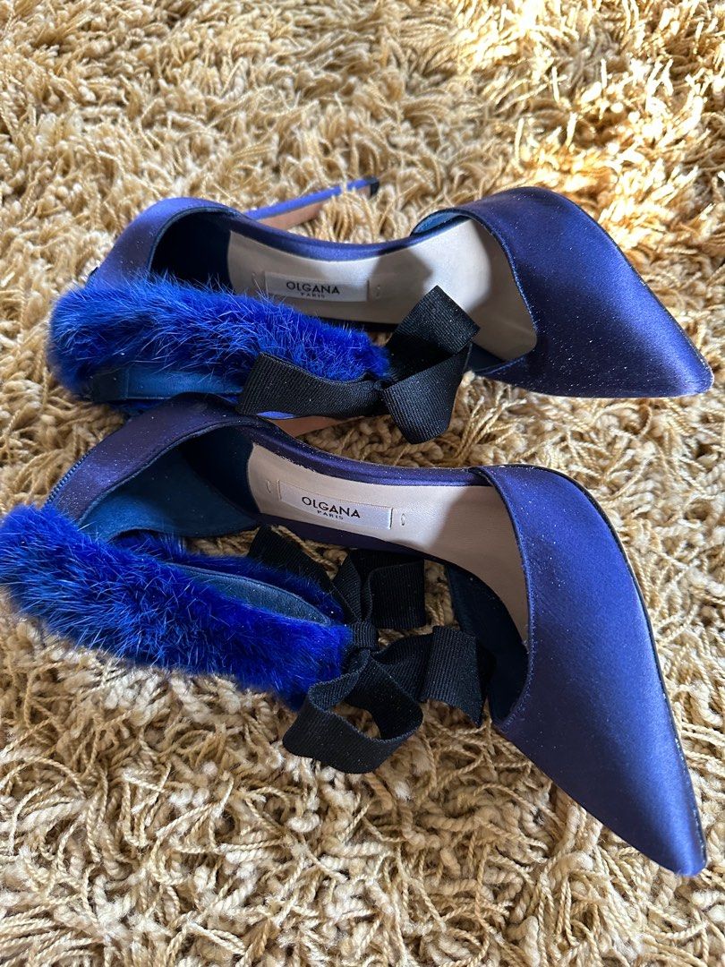 OLGANA Paris silk and synthetic fur heels 37.5