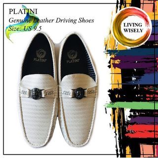Platini Genuine Leather White Driving Shoes