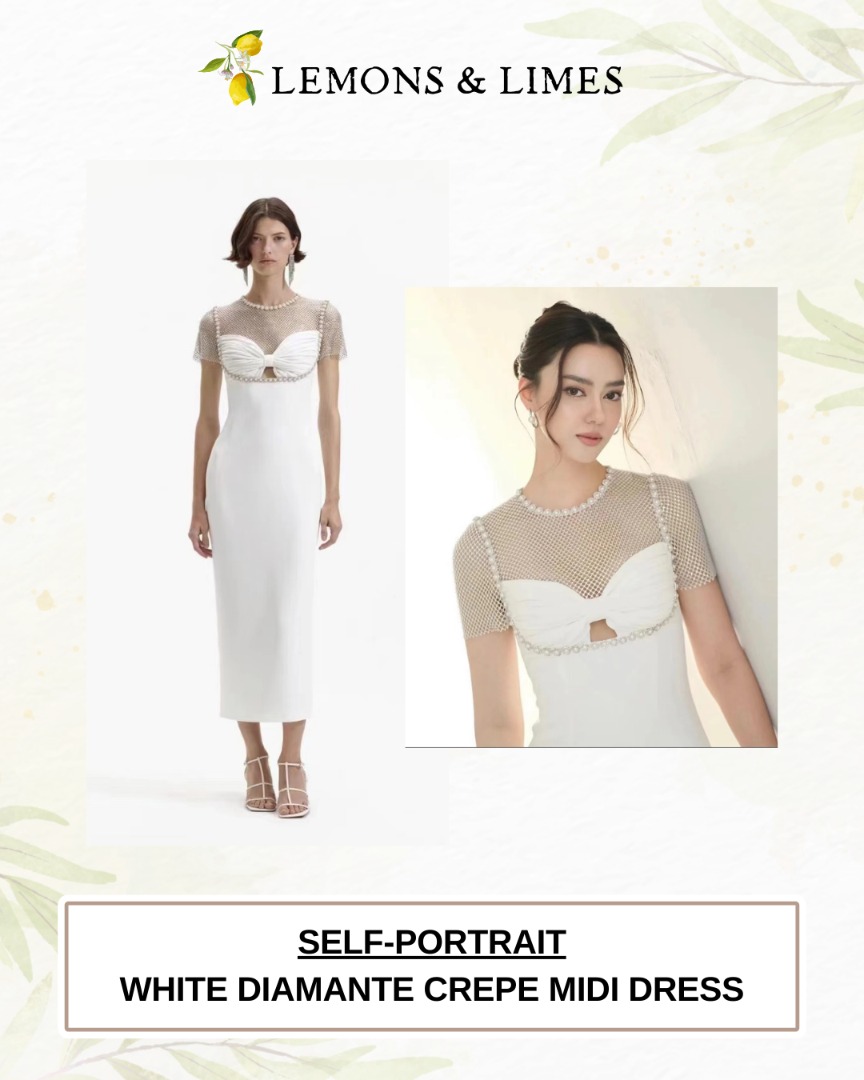 SELF-PORTRAIT | WHITE DIAMANTE CREPE MIDI DRESS, Women's