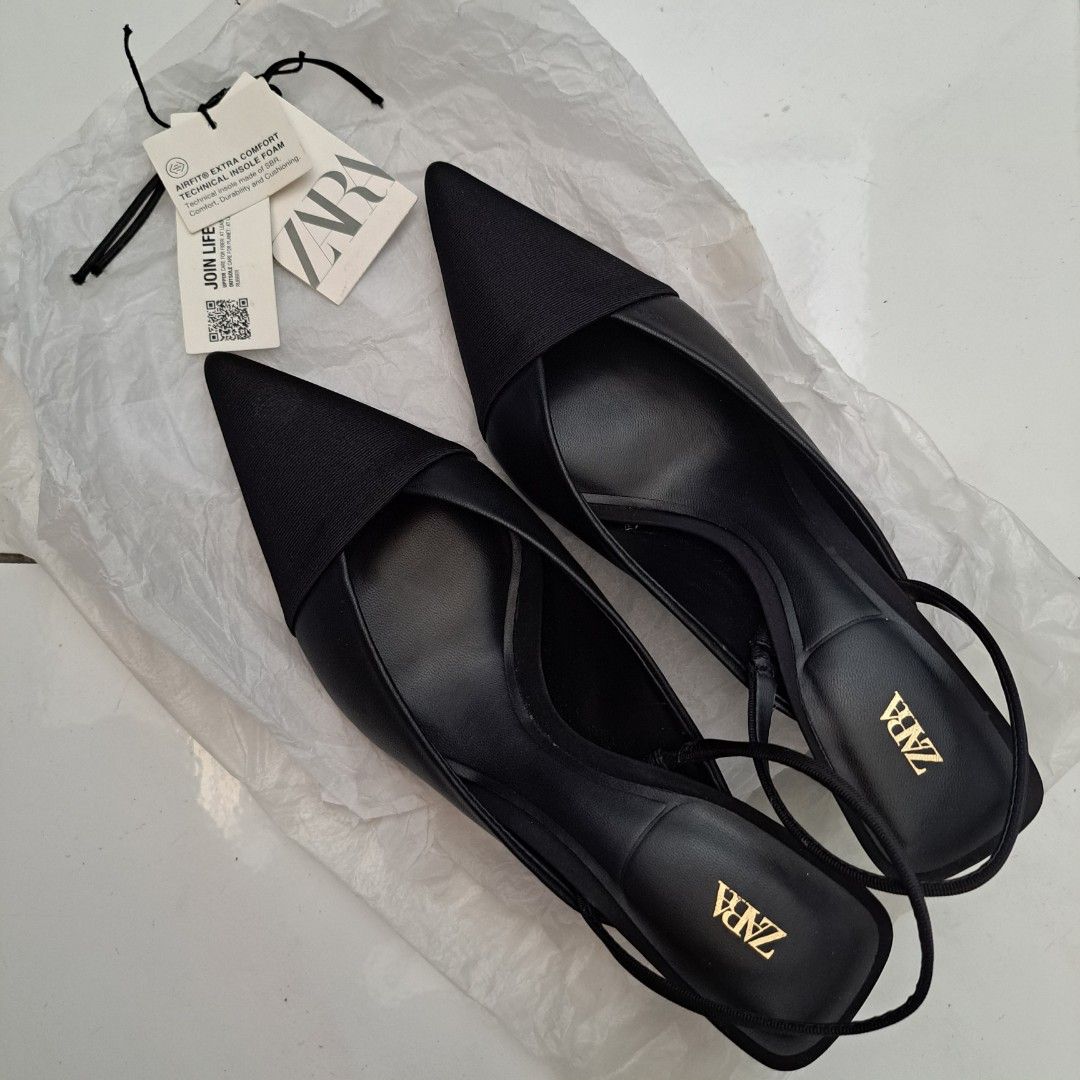Sepatu ZARA woman shoes Original heels Black sandal selop like new