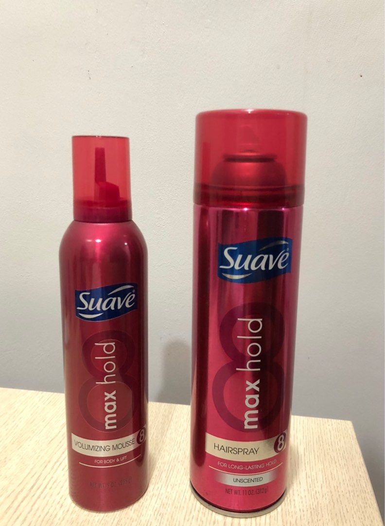 Suave Max Hold Hair Volumizing Mousse (Category: Hair) located in Pasig City. Submitted by kaps_ (Listing ID 1299048934, Image 1). Description: Hairspray - SOLD Mousse - P200 Got this as a gift, only used a bit of it once to try it out. RFS: I don’t use them, migrating soon..