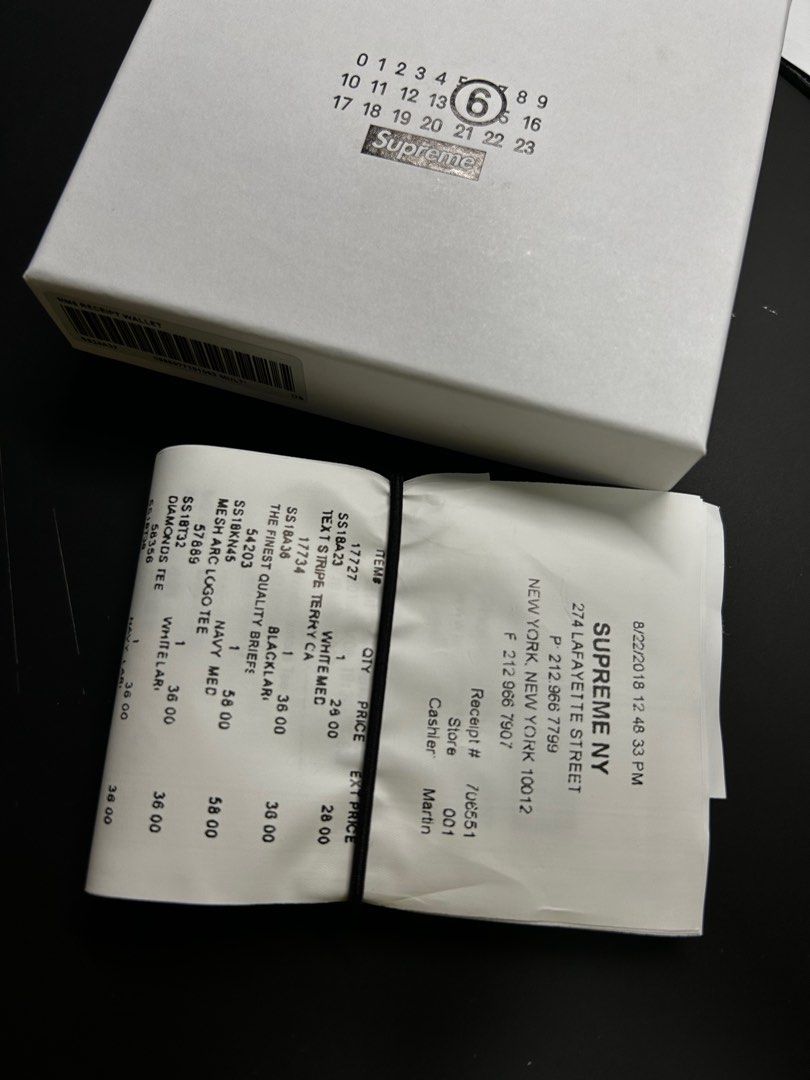 新品 Supreme つっこめる x MM6 Maison Margiela Receipt Wallet 