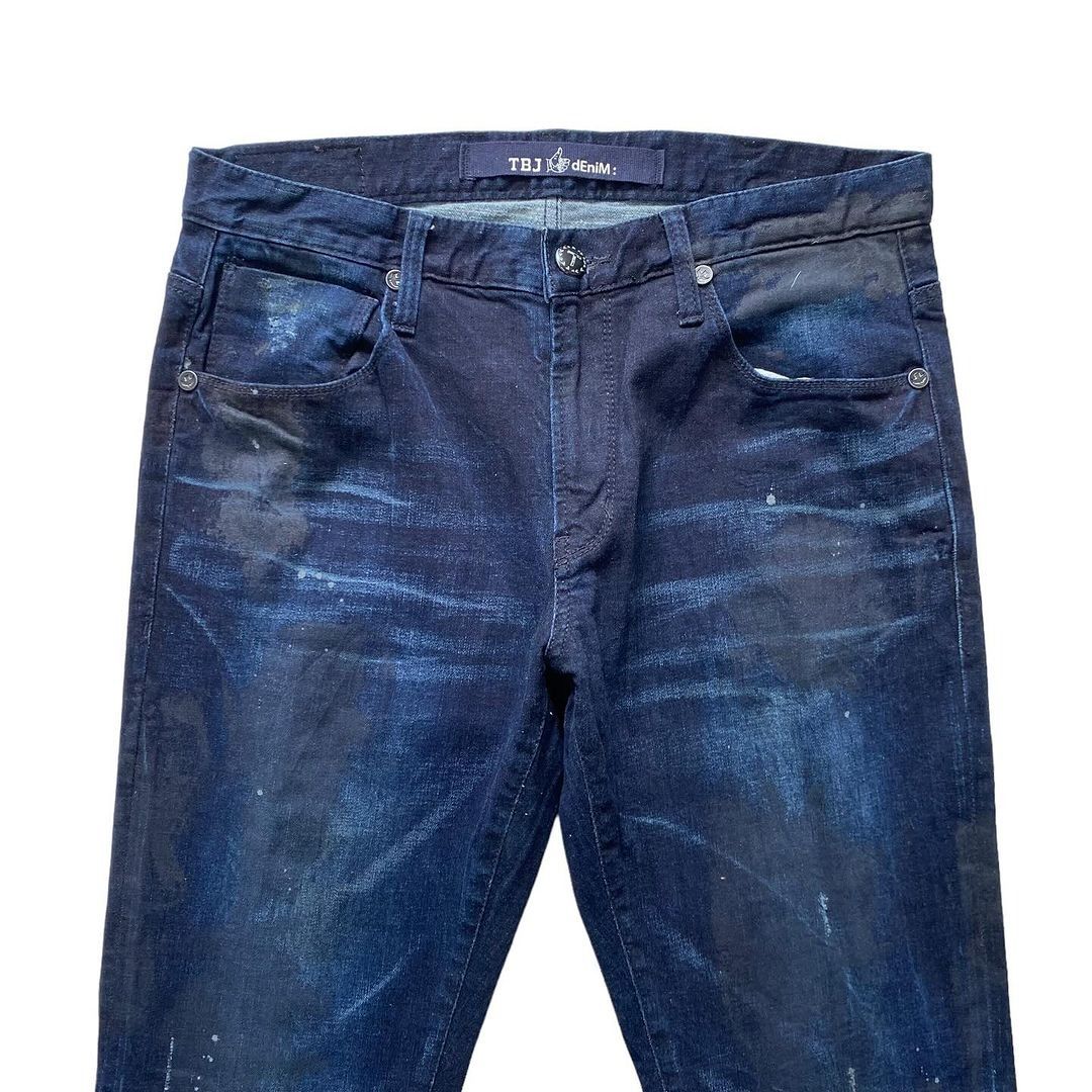 TBJ NEARBY JEANS SLIM FIT STRAIGHT DARK BLUE DISTRESS WITH