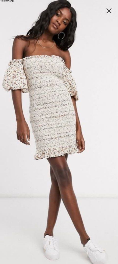 topshop shirred bardot bodycon dress Women s Fashion Dresses Sets Dresses on Carousell