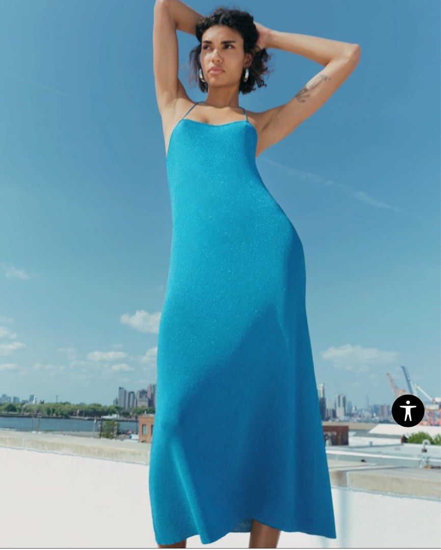 Zara BRANDNEW With Tag Womens EU SMALLBlue Knit Glittery Metallic Backless  Viscose Dress - No Other Sizes Avail, Women's Fashion, Dresses & Sets,  Dresses on Carousell