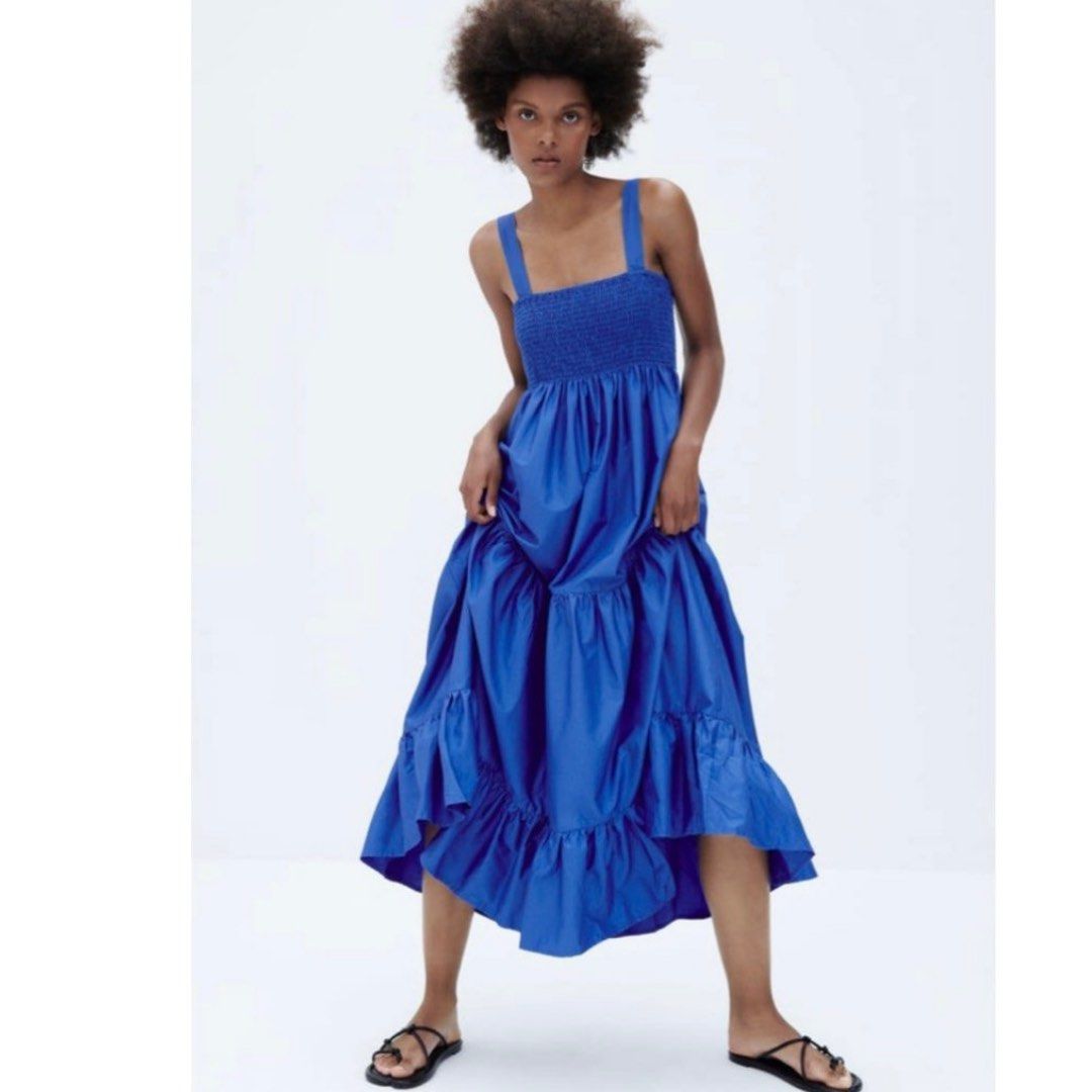 ZARA poplin smocked dress, Women's Fashion, Dresses & Sets, Dresses on  Carousell