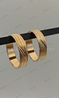 18K Saudi Gold Wedding Ring (Patterned + Brushed Design) | Yellow Gold | [LP-001239]