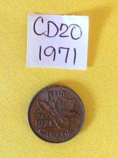 1971 Queen Elizabeth II one penny CANADA bronze coin