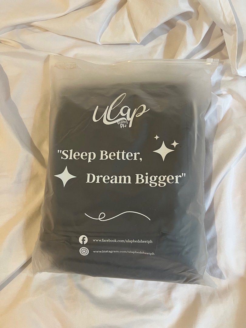 5 in 1 Ulap Bedsheet PH Beddings (Category: Bedding & Towels) located in Las Pinas. Submitted by achee.mnl (Listing ID 1296301269, Image 3). Description: Brand New 5-in-1 Ulap Bedsheet PH Bedding Set - Luxurious Dark Grey Brand: Ulap Bedsheet PH Condition: Brand new (Bought for over 4,000 PHP as a set) Size: Double (54”x75”) Color: Dark Grey Comes with: (5 in 1) - 2 Pillow Cases (Standard Size: 20” x 30”) - 1 Fitted Sheet (Bed Cover) for Full Dou