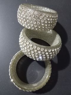 Acrylic Bangle with AB rhinestones bracelet
