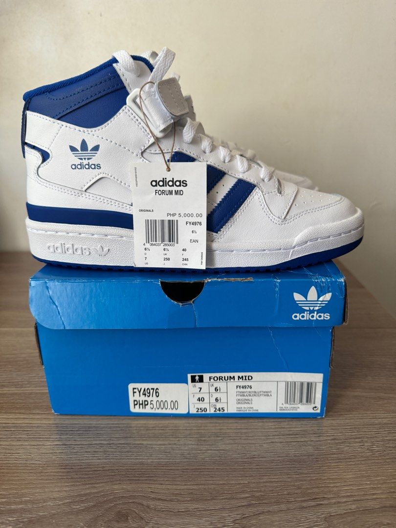 Adidas Forum mid (Category: Sneakers) located in Bacoor. Submitted by reesedrich07 (Listing ID 1296241837, Image 1). Description: Adidas Forum mid Brand new Size US 7 With box Add shipping fee Gcash or BPI.