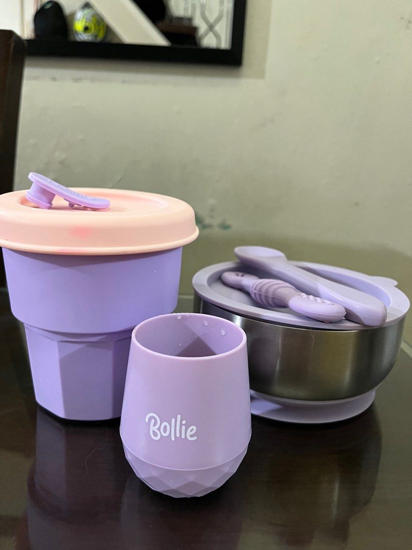 Bollie baby and nooboo (Category: Weaning & Toddler Feeding) located in Manila. Submitted by heartprints (Listing ID 1296259697, Image 1). Description: bollie baby stainless steel suction bowl with spoon nooboo straw cup with straw (di lang naisama sa pic ung straw) bollie baby training cup bollie baby weaning spoon swipe pic to see flaw.