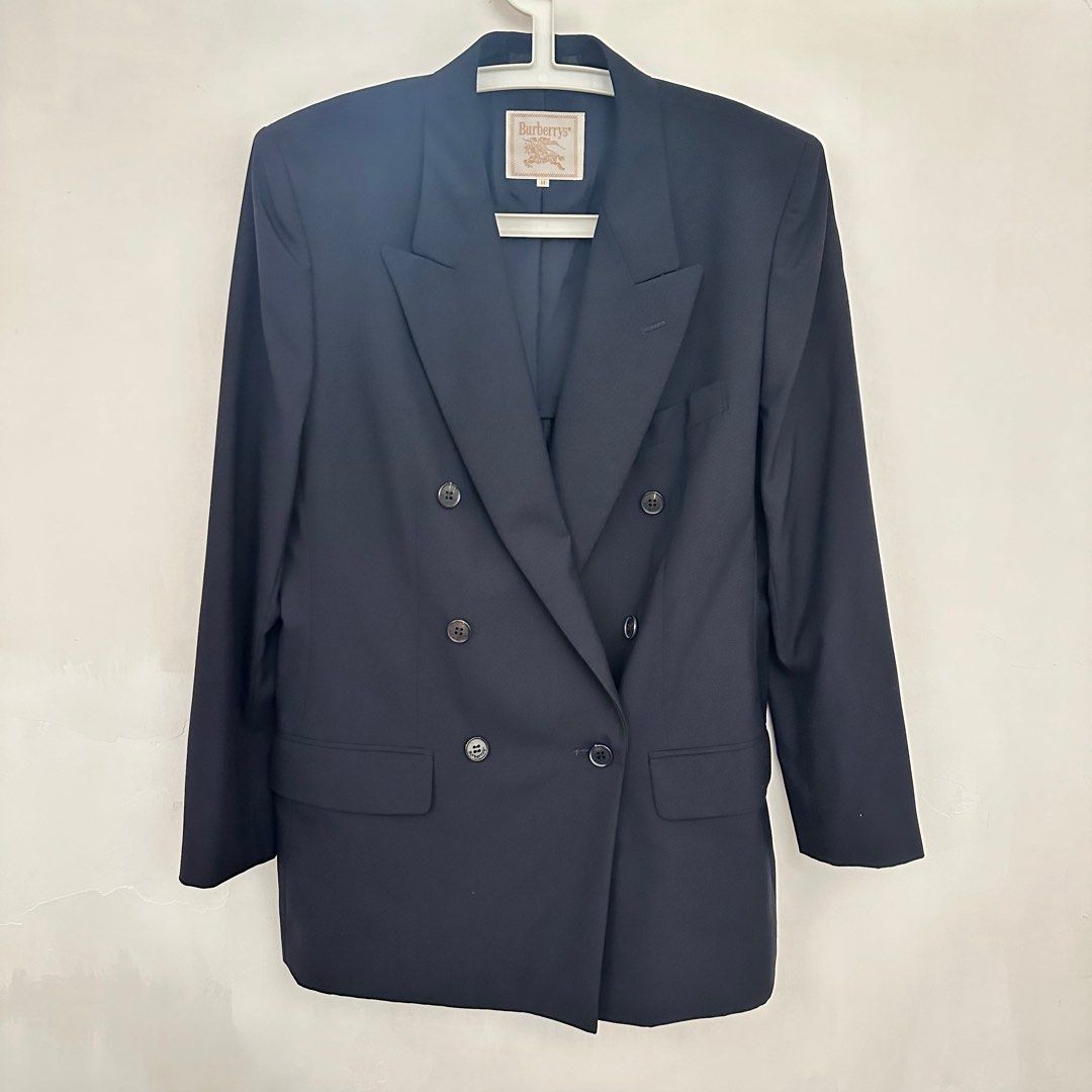Women's burberry navy blazer best sale