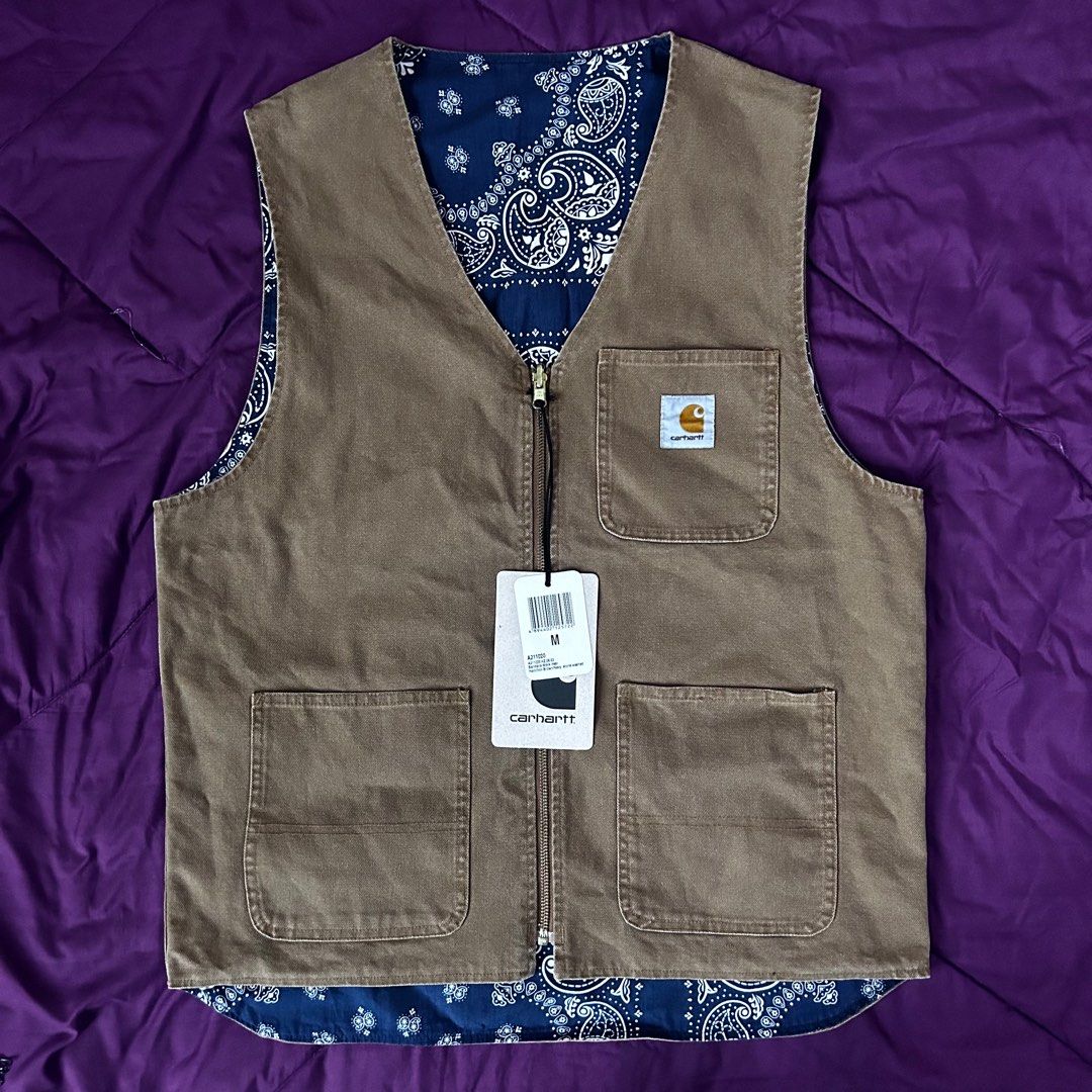 Carhartt Bandana Reversible Work Vest, Men's Fashion, Tops Carhartt Bandana Reversible Work Vest, Men's Fashion, Tops