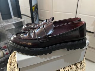 Charles and Keith Chunky Penny Loafers - Burgundy