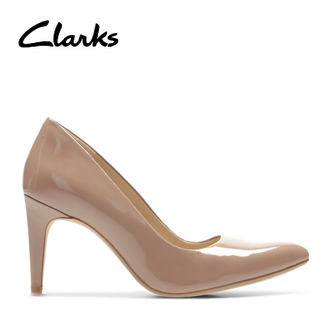 CLARKS Full Leather Laina Rae Praline Patent Heels Shoes Authentic Size 39 Women s Fashion Footwear Heels on Carousell