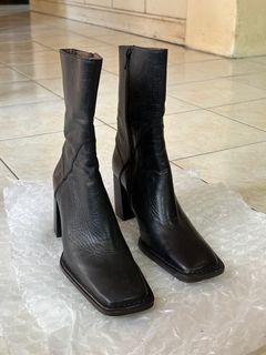 ELLE Paris Black Ankle High Heel Boots US5