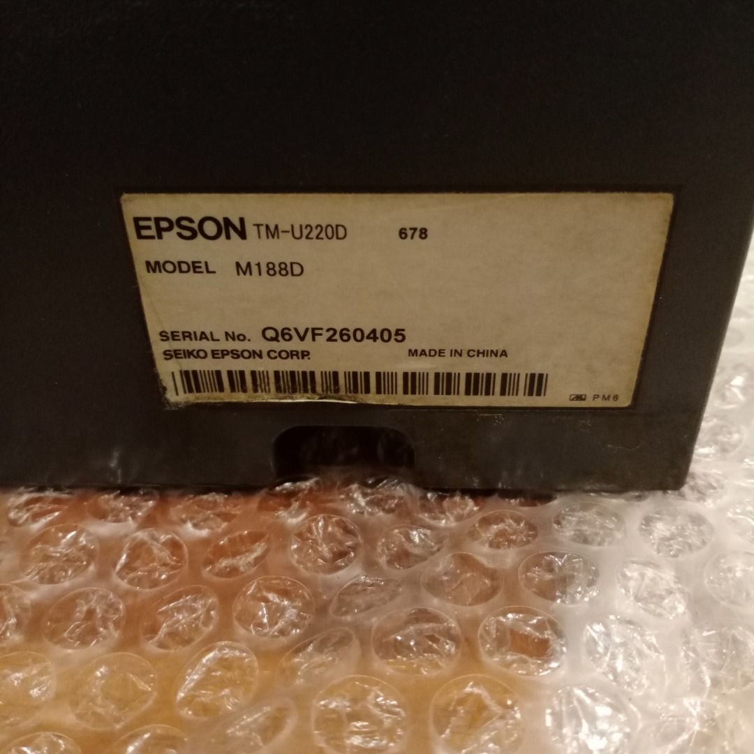 Epson TM-U220D POS Printer (Category: Office & Business Technology) located in Quezon City. Submitted by foxsquaredeals (Listing ID 1296246478, Image 3). Description: Used Original Epson Printer for Sale! Price: P3, 500 Quantity: 5 Remarks: No Power Cable For full specs, please visit: https://www.epson.com.ph/For-Work/Printers/POS-Printers/Epson-TM-U220D-POS-Printer/p/C31C515676 RFS: Used from previous business. Own pick up/SF shouldered by buyer