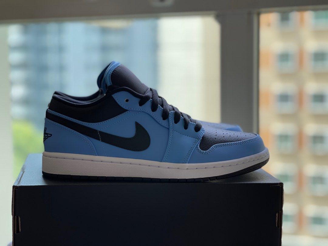 air jordan 1 low university blue black outfit