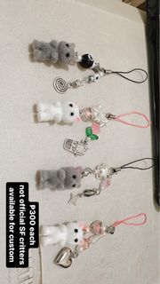 not original SF critter (sylvanian families dupe beaded keychain white cat grey cat)