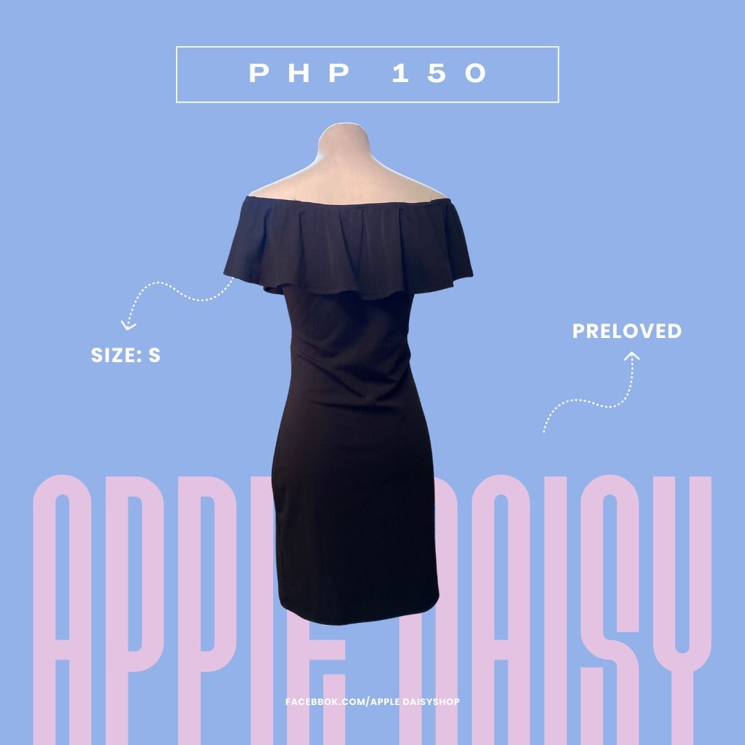 Off-shoulder Black Dress with Embroidered Rose (Category: Dresses) located in Asingan. Submitted by apple_daisy (Listing ID 1296282455, Image 3). Description: .
