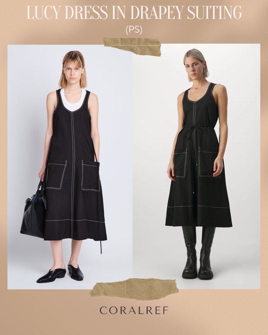 Proenza Schouler Lucy Midi Dress in Drapey Suiting in black Women s Fashion Dresses Sets Dresses on Carousell