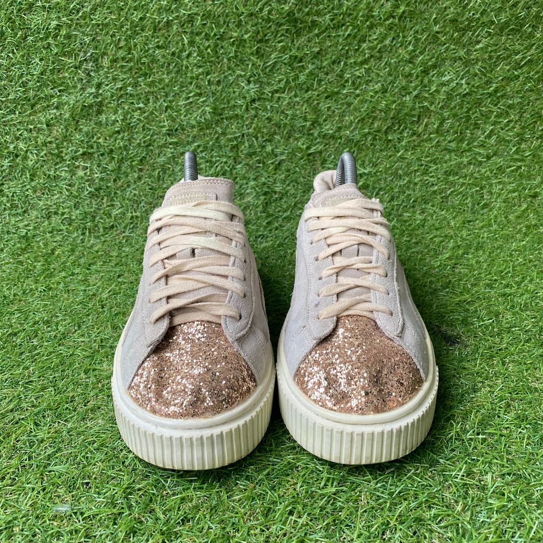 Puma Suede Platform Crushed Gem Marshmallow Metallic Gold Womens Sneakers Bekas Fesyen Wanita Sepatu di Carousell