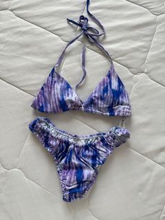 Purple Tie Dye Ruched Bikini