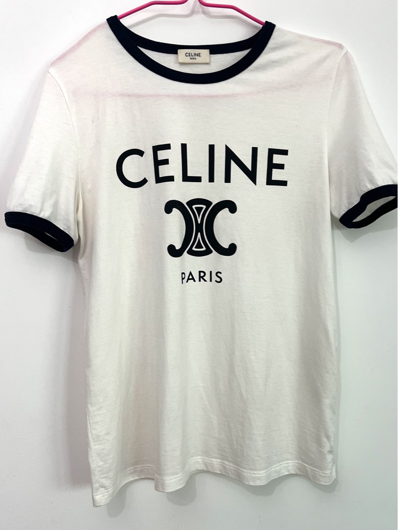 RTP: $950) CELINE PARIS T-SHIRT IN COTTON JERSEY OFF WHITE