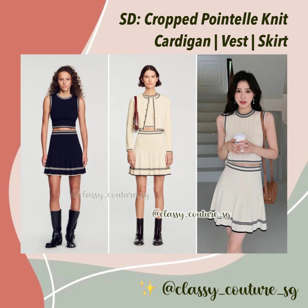 Sandro Salazie Cropped Pointelle Knit Cardigan Poisson Cropped