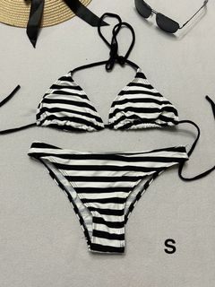 SHEIN Striped Halter Triangle Bikini Swimsuit