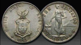 #Silver Coins, Selling at Below Silver Value!!! #10 Centavos 1944 1945 Commonwealth