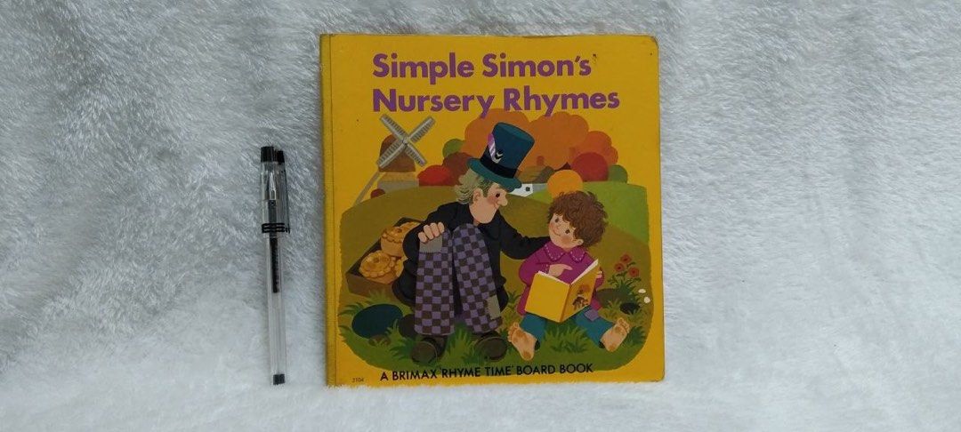 Simple Simon's Nursery Rhymes Board Book (Category: Children's Books) located in Quezon City. Submitted by sky_bookstore (Listing ID 1296275679, Image 1). Description: Board Book Note: We sell pre-loved books. Some books may have minor flaws, such as shelf wear, creases and other common signs of usage. Location: Sauyo, QC.