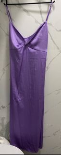 STRADIVARIUS Purple Satin Midi Dress