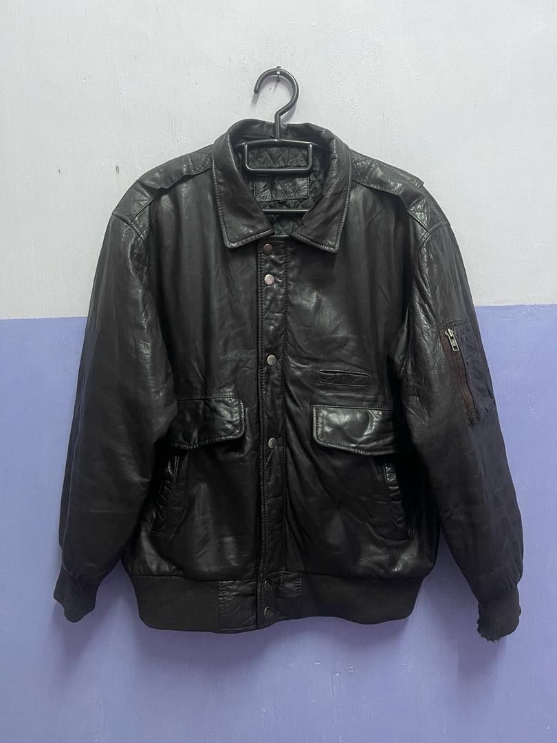 Strath Conar Italian Mode Genuine Leather Bomber Jacket