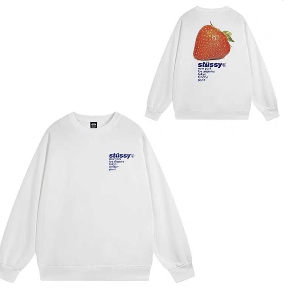 stussy strawberry tee white