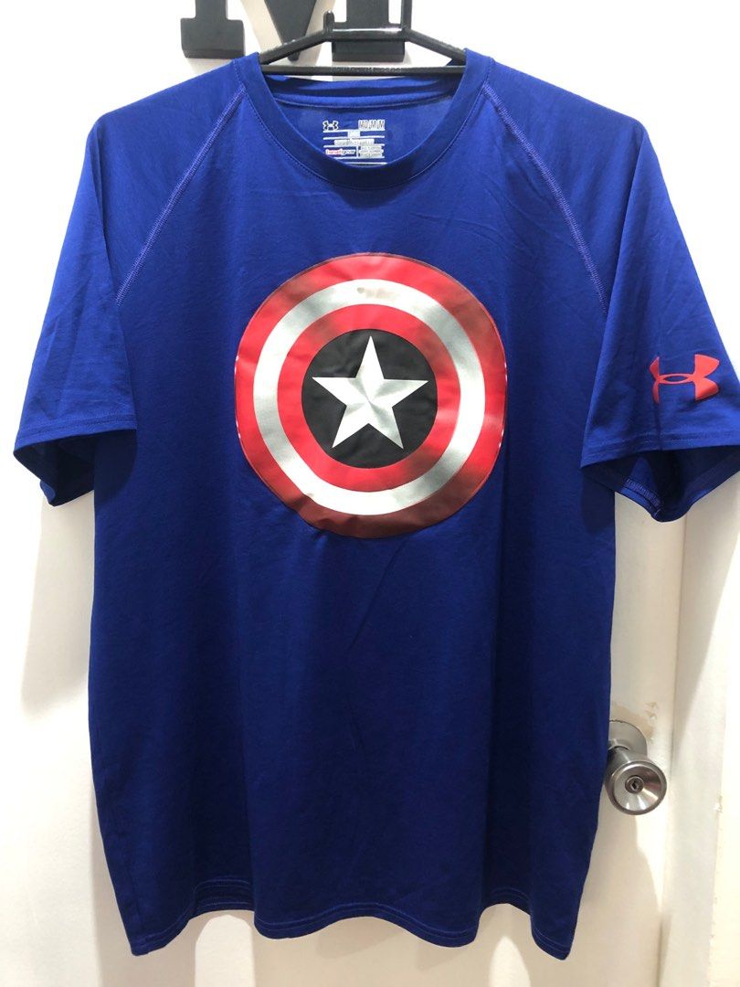 Under Armour Marvel Captain America Medium Loose Fit Men s Men s Fashion Tops Sets Tshirts Polo Shirts on Carousell