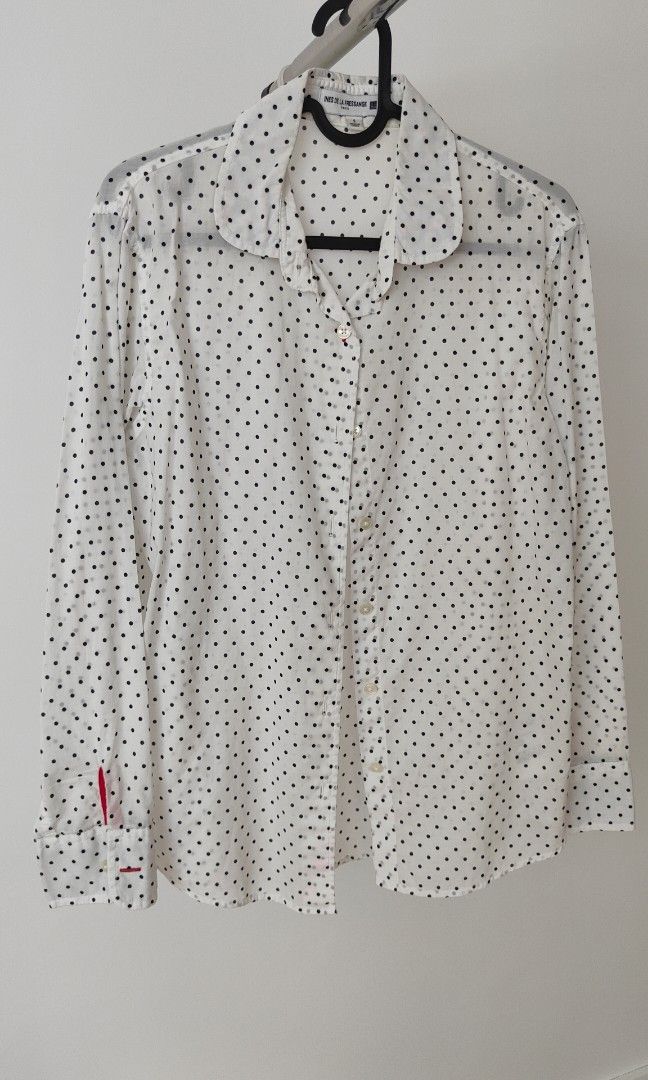 Uniqlo Ines de la Fressange polka dot shirt, Women's Fashion, Tops