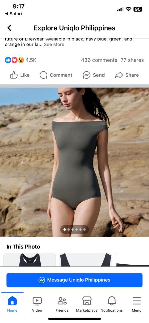 SALE Uniqlo one piece off the shoulder swimsuit Women s Fashion Swimwear Bikinis Swimsuits on Carousell