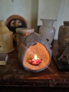 Vintage stone tealight candle holder