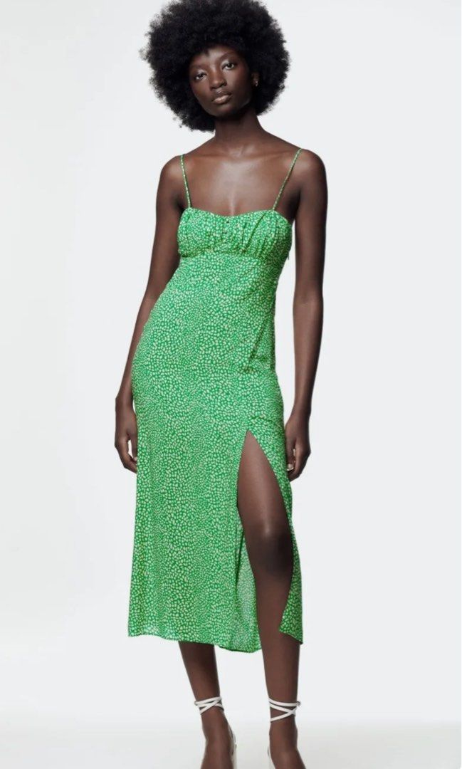 Zara Green MIDI Dress, Women's Fashion, Dresses Sets, Dresses on
