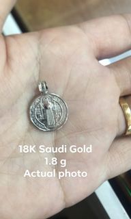 18K Saudi White Gold St. Benedict Pendant◾Last stock‼️