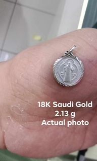 18K Saudi White Gold St Benedict Pendant