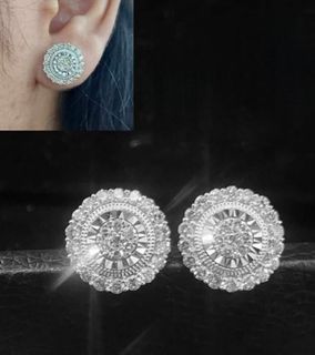 18k white gold 1ct diamond round earrings