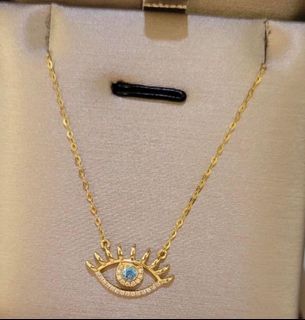 18k Yellow Gold Necklace - Evil eye
