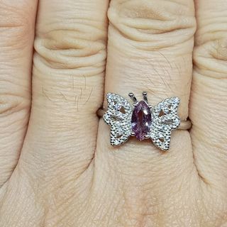 Alexandrite Ring. Butterfly design. Nature stone. Adjustable.