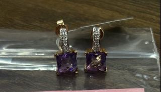 Amethyst Diamond Earrings and Pendant Set