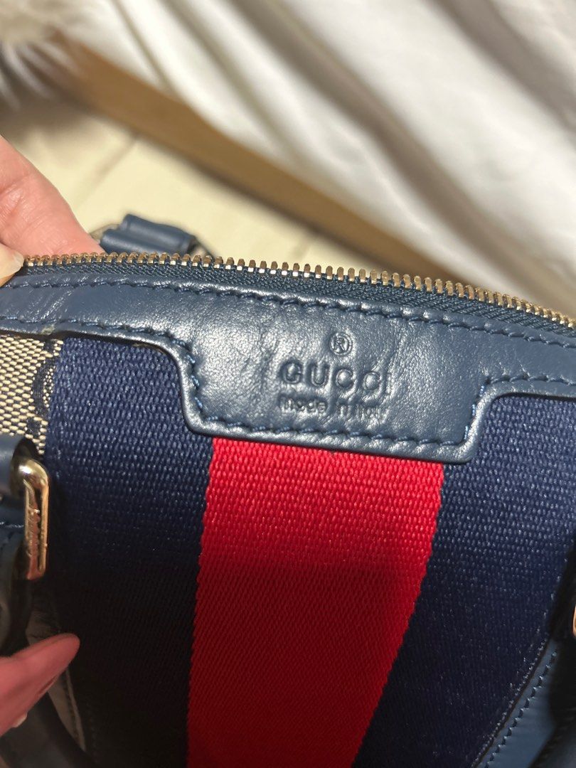 Gucci blue and red striped bag hot sale